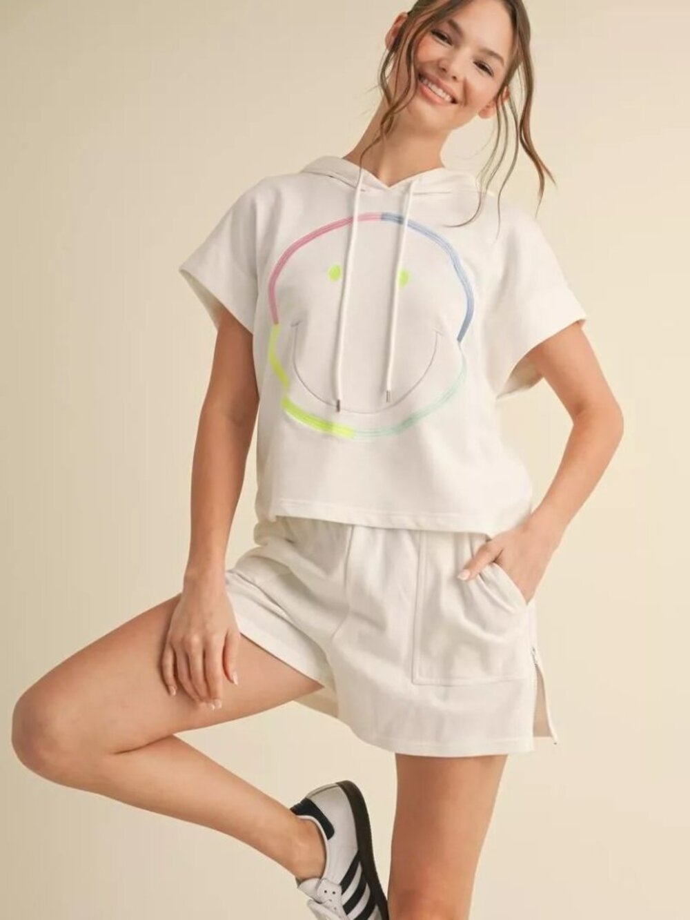 Smile graphic loungewear set